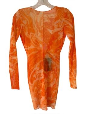 NWT naked wardrobe orange marble print long sleeve cover up dress small